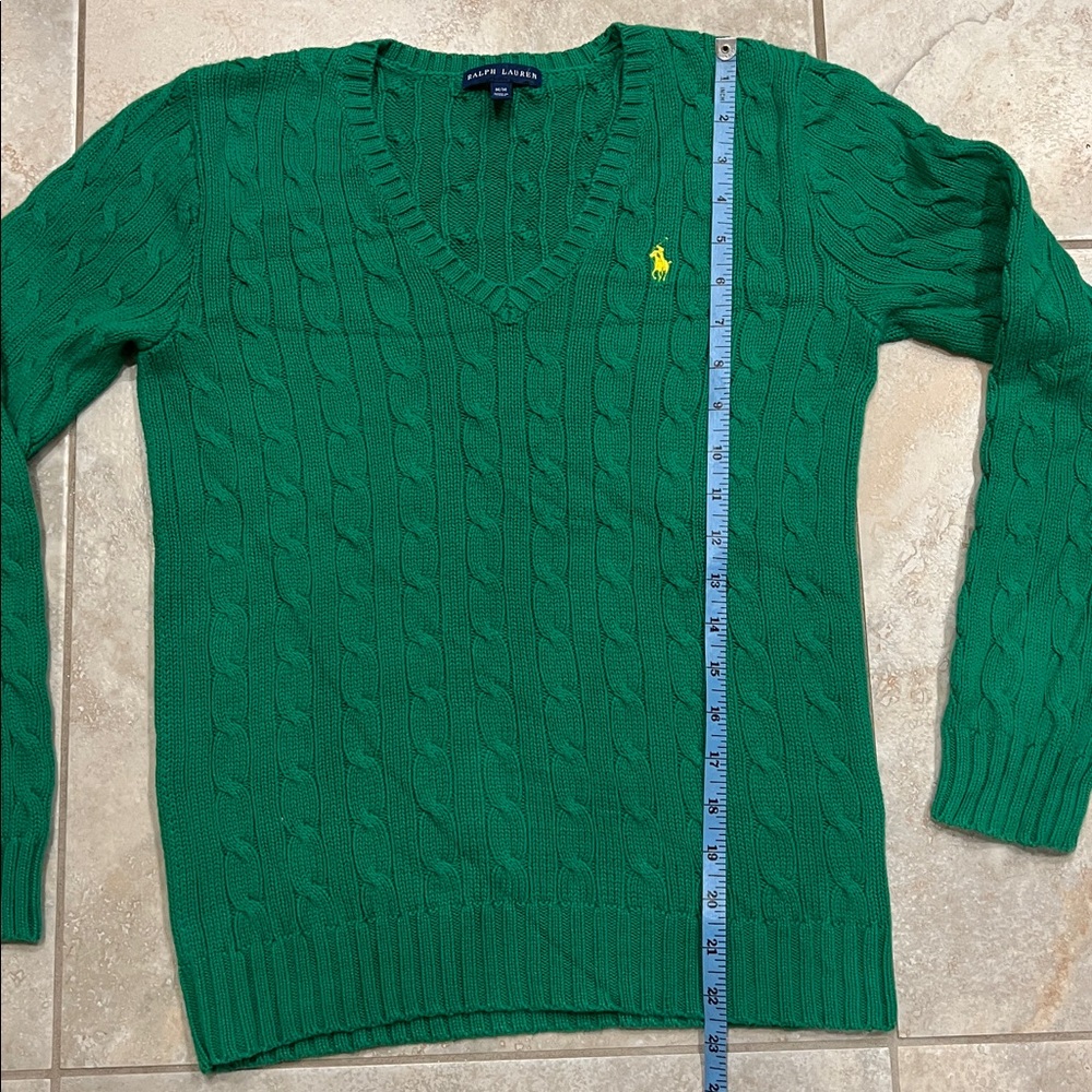 Ralph Lauren Green V-Neck Sweater - Picture 7 of 10